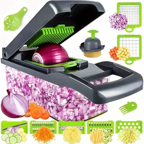 4-in-1 Veggie Chopper & Spiralizer – Food Cutter w/ Container | Must-Have Kitchen Gadget for Easy Meals - Image 3
