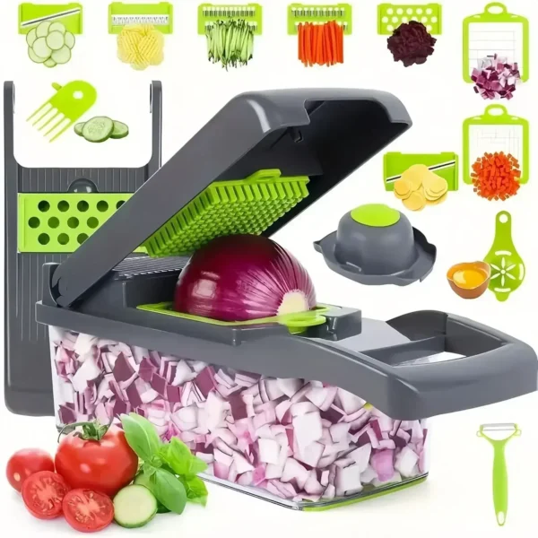 4-in-1 Veggie Chopper & Spiralizer – Food Cutter w/ Container | Must-Have Kitchen Gadget for Easy Meals - Image 11