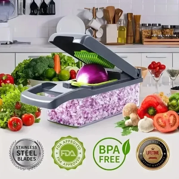 4-in-1 Veggie Chopper & Spiralizer – Food Cutter w/ Container | Must-Have Kitchen Gadget for Easy Meals - Image 4