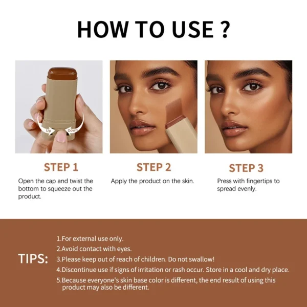 6-Color Tinted Foundation Stick – Waterproof, Oil-Control, Acne-Covering Concealer Balm - Image 7