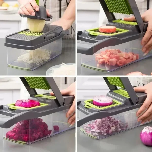 4-in-1 Veggie Chopper & Spiralizer – Food Cutter w/ Container | Must-Have Kitchen Gadget for Easy Meals - Image 6