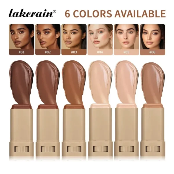 6-Color Tinted Foundation Stick – Waterproof, Oil-Control, Acne-Covering Concealer Balm - Image 4