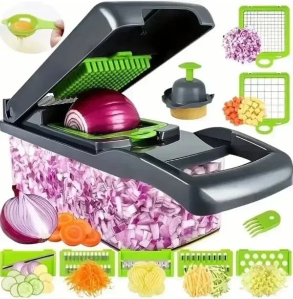 4-in-1 Veggie Chopper & Spiralizer – Food Cutter w/ Container | Must-Have Kitchen Gadget for Easy Meals - Image 9