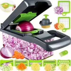 4-in-1 Veggie Chopper & Spiralizer – Food Cutter w/ Container | Must-Have Kitchen Gadget for Easy Meals